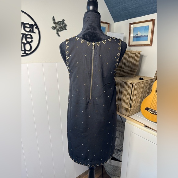 Free People Soho Studded Black Sleeveless Mini Dress Womens Size 6 Black Gold - Picture 4 of 8